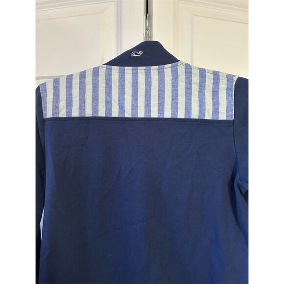 Vineyard Vines Women's Blue 1/4 Zip Pullover XS Striped Shoulder - Picture 8 of 9